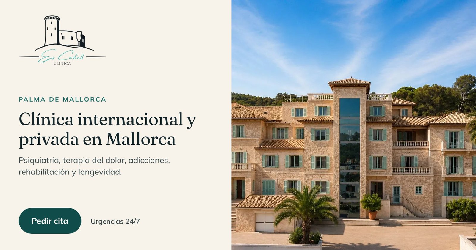 Clínica Es Castell — Clínica internacional y privada en Mallorca. Psiquiatría, terapia del dolor, adicciones, rehabilitación y longevidad